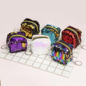 China Glitter Sequins Women Girls Coin Purse Small wallet Mini Square Key Chain Bag sequins waist bag on sale 