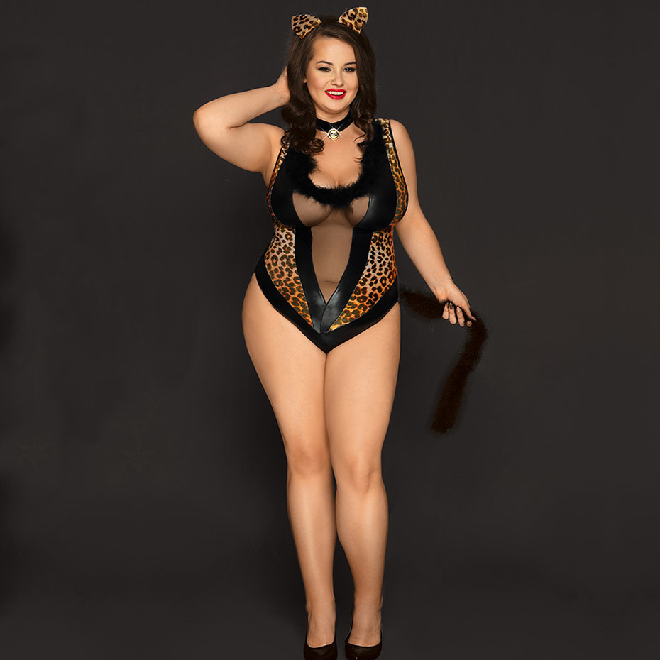 Plus Size Sexy Women′s Bodysuit Lingerie Hot Erotic Latex Catsuit Sex Cosplay Underwear