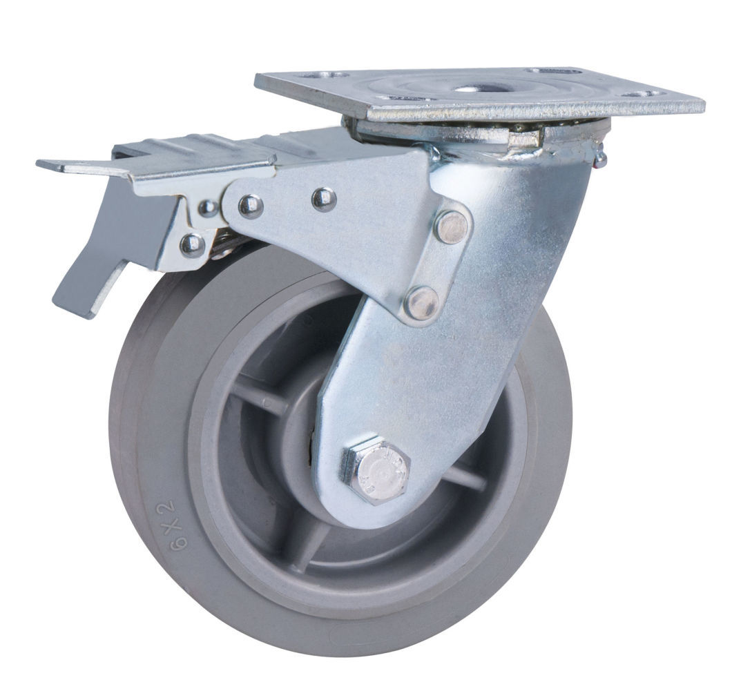 Industry Heavy Duty Trolley Rigid Rotary Brake TPR Caster Wheel