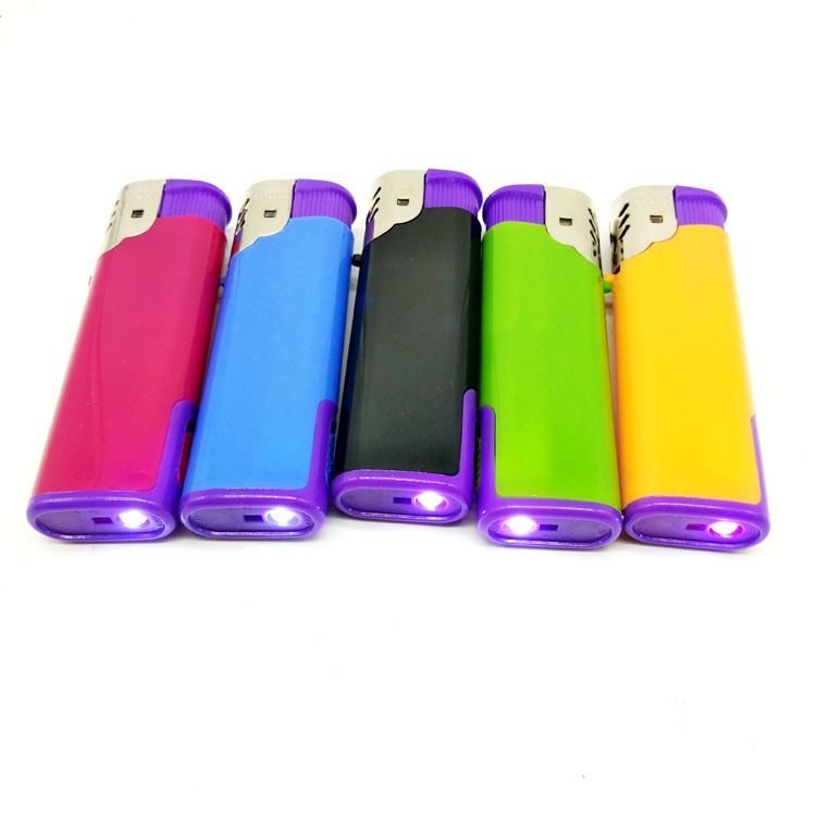 Dy-F003 Model Turbo Flame Butane Gas Electric Windproof Lighter with LED Lamp