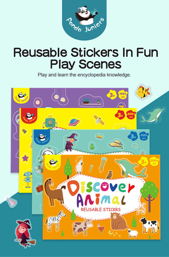 Discover Game Reusable Animal Stickers , Imaginative Reusable Stickers For Kids 0