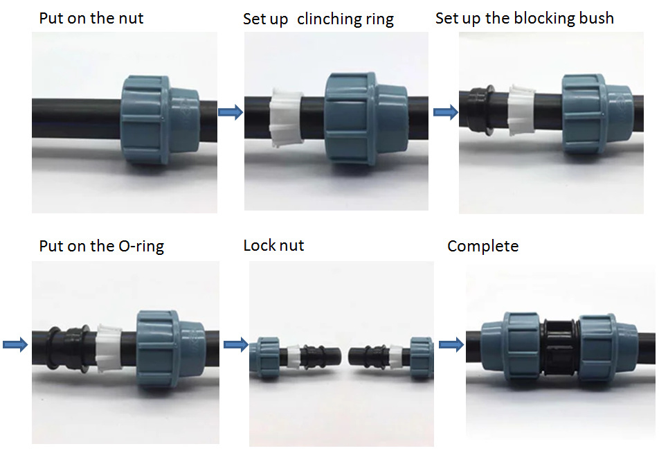 Competitive Price PP Tube Connectors Fittings PP Compression Fittings