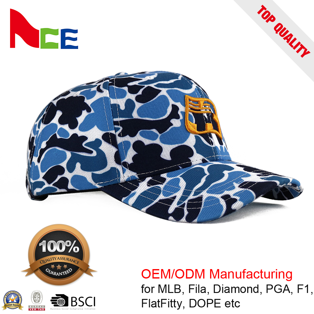 Camo Printed Baseball Caps OEM / ODM Sports Hats ACE Headwear