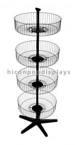 Rotating Spinner Rack Display Stand Floor Standing 4 Tier Basket