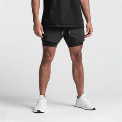 Wholesale Custom Mesh Sweat Compression 2 in 1 Print Designer Nylon Fitness Boxer Gym Workout Sports Cargo Running Men&prime;s Shorts