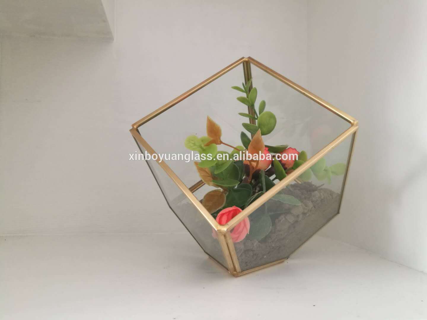 Flower glass vase Geometric plant terrarium for home decoration