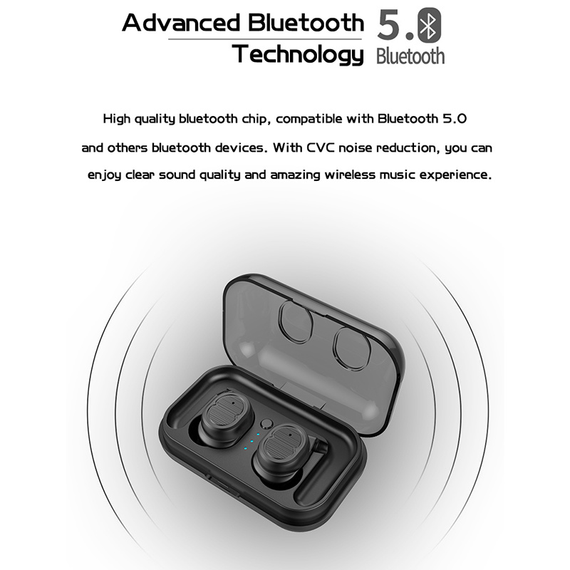 Bluetooth 5.0 Earphone True Wireless Headphones Cordless Headphone Sports Earphones Handsfree Headset Earbuds with Mic