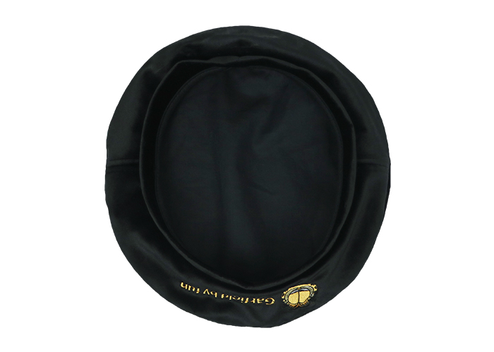 FUN black mercerized velvet female costomized embroidery logo beret