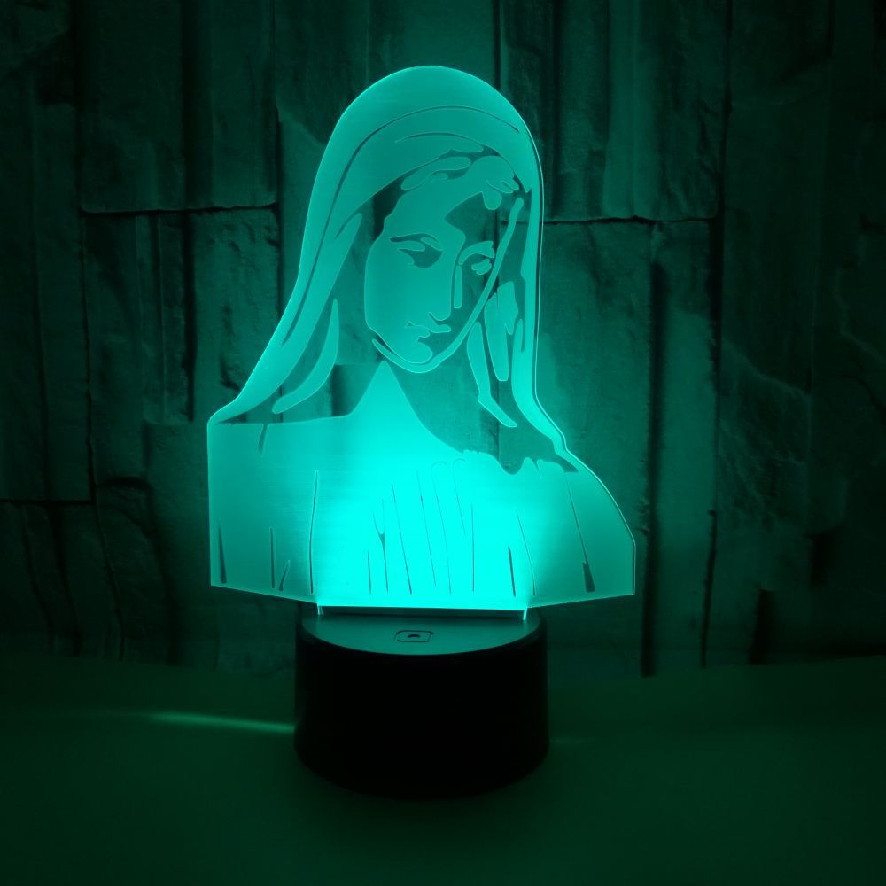 Virgin Mary 3D night Lights Colorful Touch LED Vision Decorative Atmosphere 3D Small Table Lamp