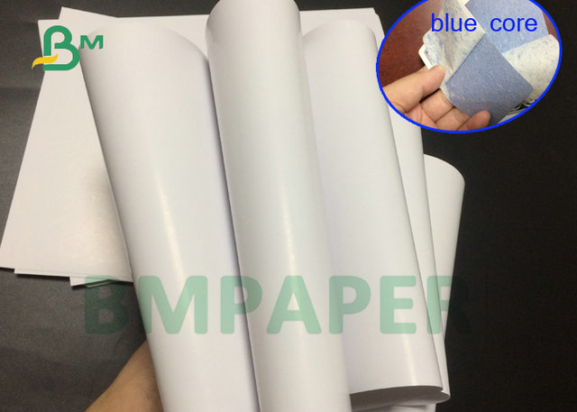 71cm Width Jumbol Roll 300G Gloss Blue Core C2S Paper For Scratch Card Printing