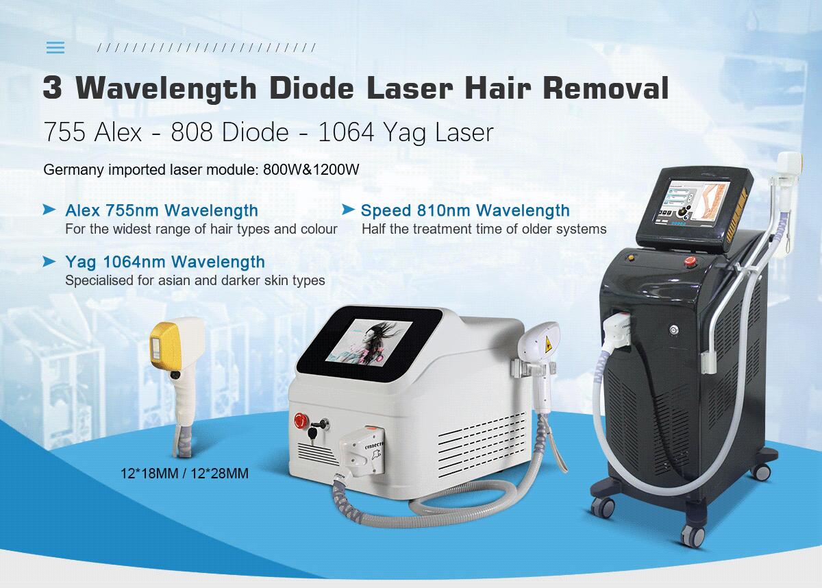 triple wavelength depilation laser machine waxing hair loss 808nm 755nm 1064nm mixed wave painlessly.jpg
