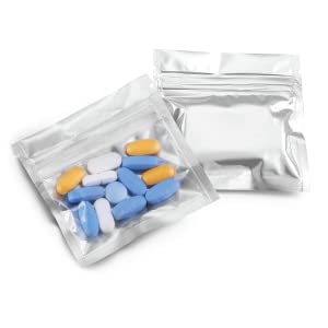 Mylar Medicine Bags with Zip lockk 3 x 2 100 Bags Sealable Heat Seal