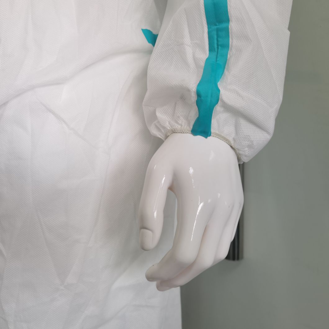 Type5/6 Disposable Protective Isolation SMS Nonwoven Coverall with Heat Taped Seam