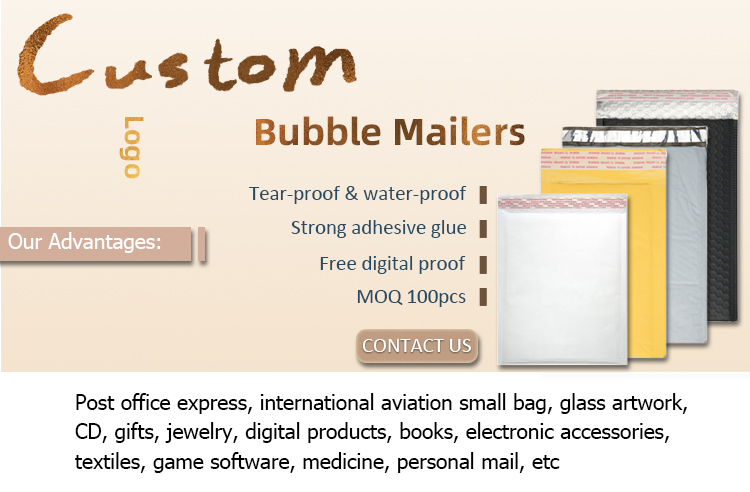 Wholesale Black Envelope Metallic Customized Printed Custom Poly Bubble Mailer Bag