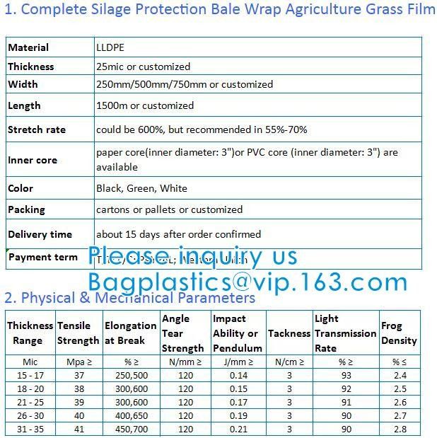 UV Resistant Preserve Silage, Hay, Maize Protection Wrap Film Agriculture Grass Bale Pack Silage Stretch Film 0