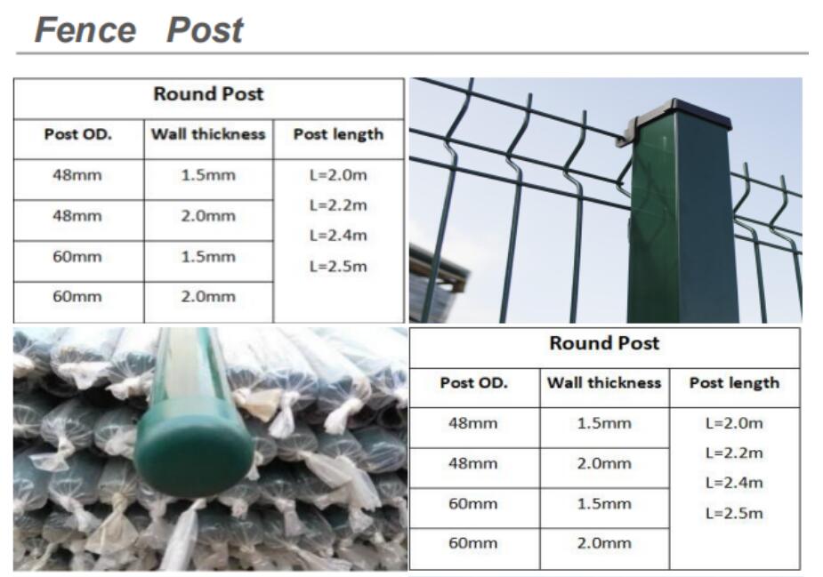 fence post for curved mesh fence