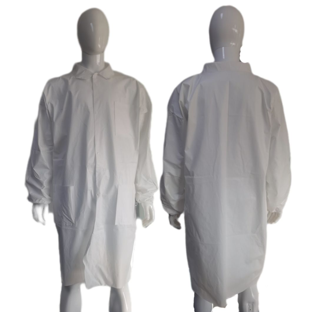 Protective PPE Uniform Nonwoven Workwear Customized Visitor Coat Lab Coat