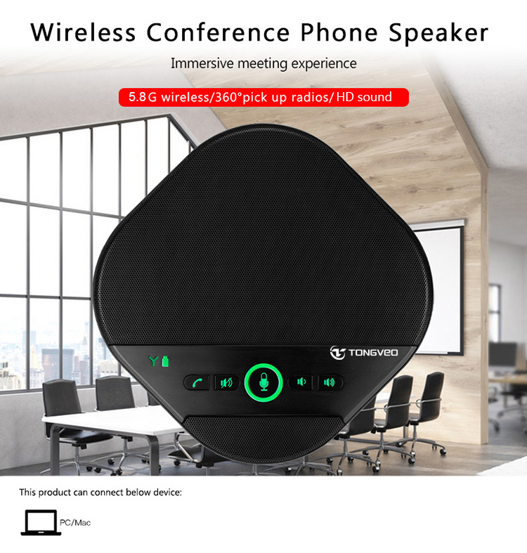 Professional Meeting Table Conference Speakerphone USB Omnidirectional 3.5mm Wireless Microphone