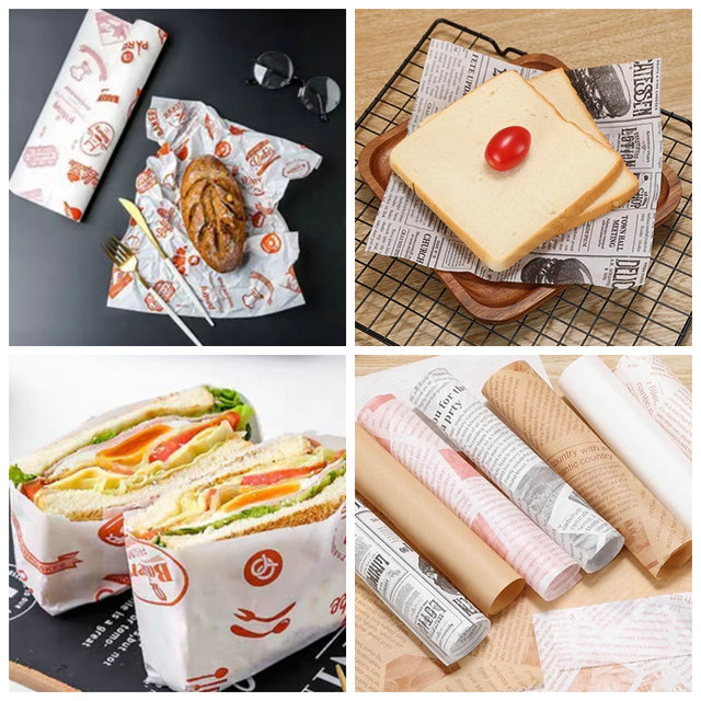 38gram 40gram Printable Grease Proof Paper With Slip Easy Property For Wrapping Sandwich