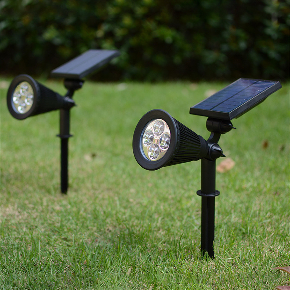 Bright Solar Lights Outdoor, 2-in-1 Powered 4 LED Adjustable Wall Light Landscape Lighting Solar Spotlights