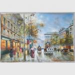 Peinture à l'huile peinte à la main de Paris sur le Streetscape de toile peignant de haute qualité pour le décor à la maison