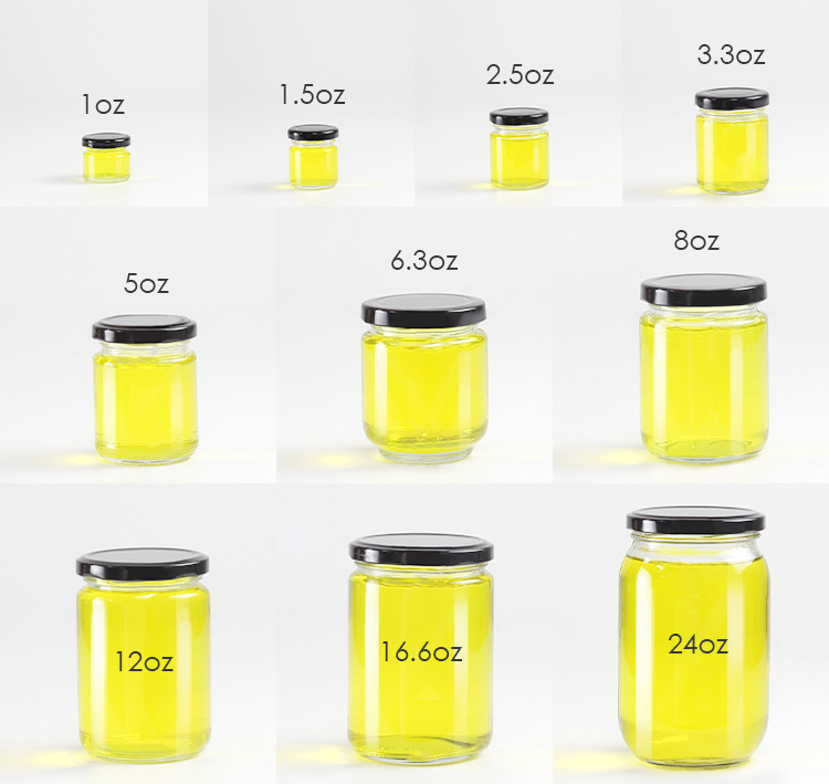 in Stock Honey Jar Mini 30ml 2oz 1oz Glass Honey Round Jar with Metal Lid