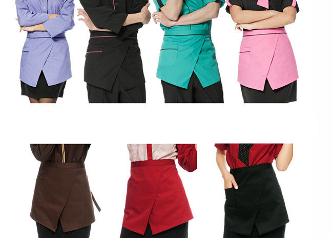 Restaurant Custom Cooking Aprons With Pockets , Front Slit Cute Waitress Aprons