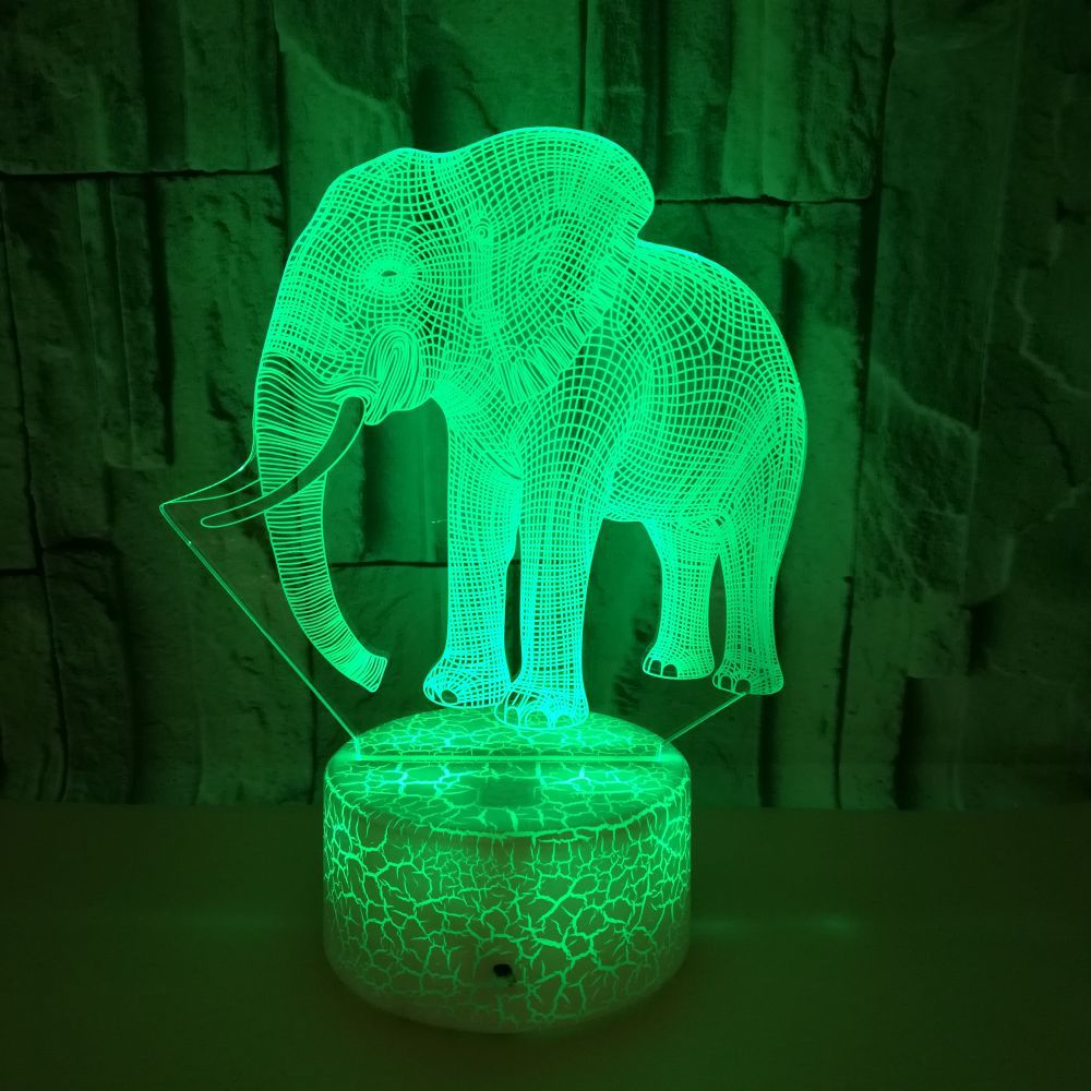 New elephant 3D night light Colorful touch LED visual light Gift atmosphere 3D small table lamp