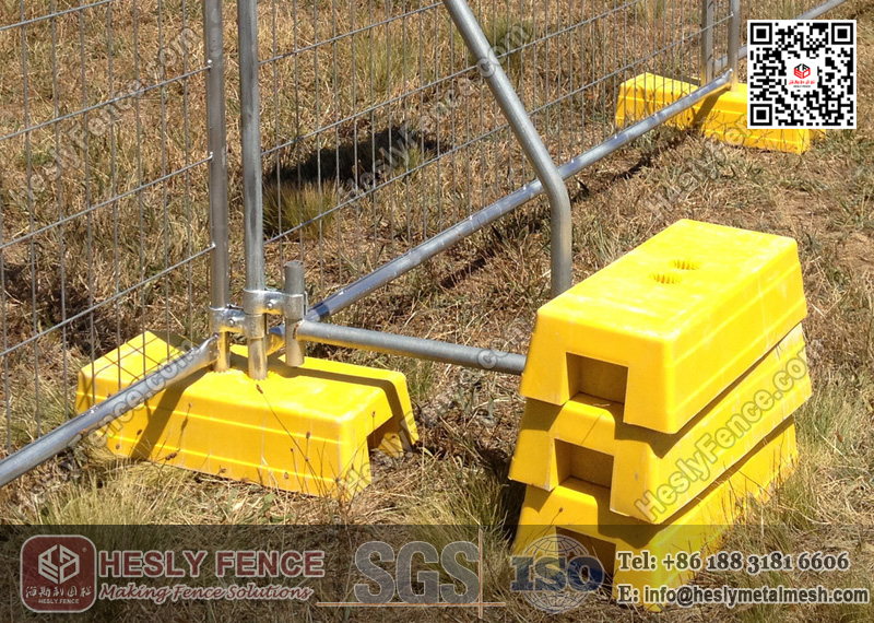 yellow color temporary fence blocks