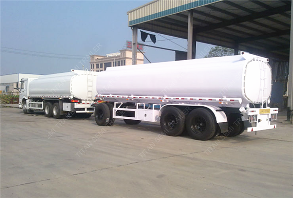 fuel tanker pulling trailer