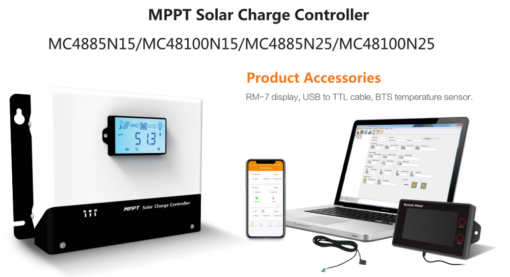 SRNE Intelligent 12V 24V 48V 100A MPPT Solar Charger Controller 100a with bluetooth