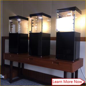 Material Wooden Black Tempered Glass Jewellery Display Cabinets
