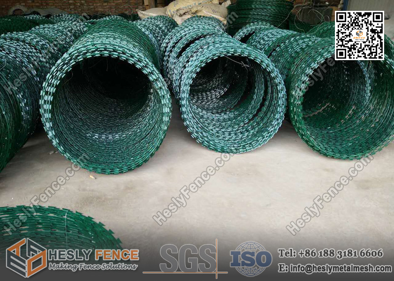 green color PVC coated Razor Barbed Wire China Factory