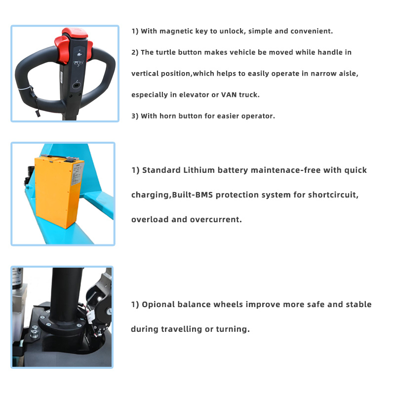 New Design Warehouse Machine Electric Pallet Jack Truck 1.5 Ton Full Electric Pallet with Maintenance-Free Battery