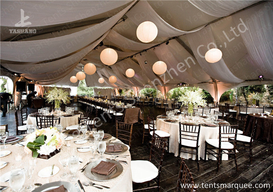 Outside Large Square Aluminum Profile Luxury Wedding Tents Decorated with Lining