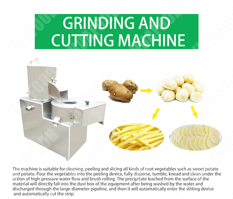fruit and vegetable washing peeling machinery french fries washing peeling cutting machine