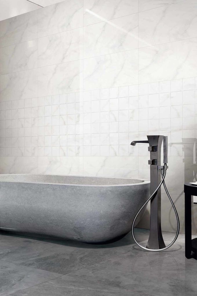 Carrara White Porcelain Bathroom Wall Tiles Indoor 30 X 60 Cm Size High Gloss 1