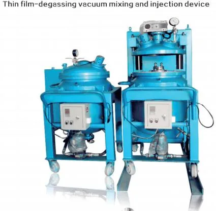 Thin Film-Degassing Vacuum Mixing and Injection Device