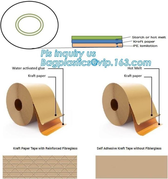 Heavy Packing Labelhhh Tape Label / Gummed Tape Kraft With PE Coated