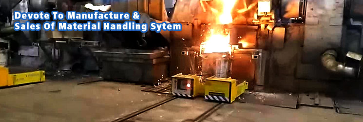 Hot molten steel ladle electric rail flat transfer cart with High temperature resistance material