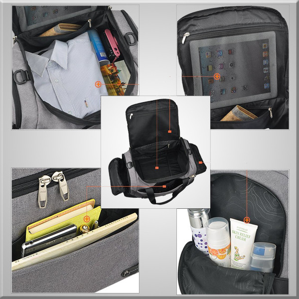Portable 600D Gym Duffel Bag With Shoulder Strap Foldable Multi Purpose