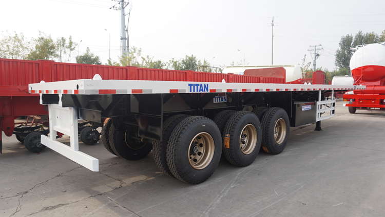 Tri Axle 40ft Container High Bed Flatbed Logistics Semi Trailer