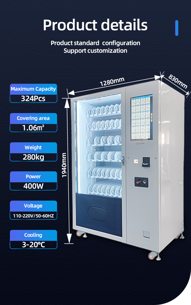 Self Service Snack Beverage 662 Cold Drinks Vending Machine with Telemetry Elevator