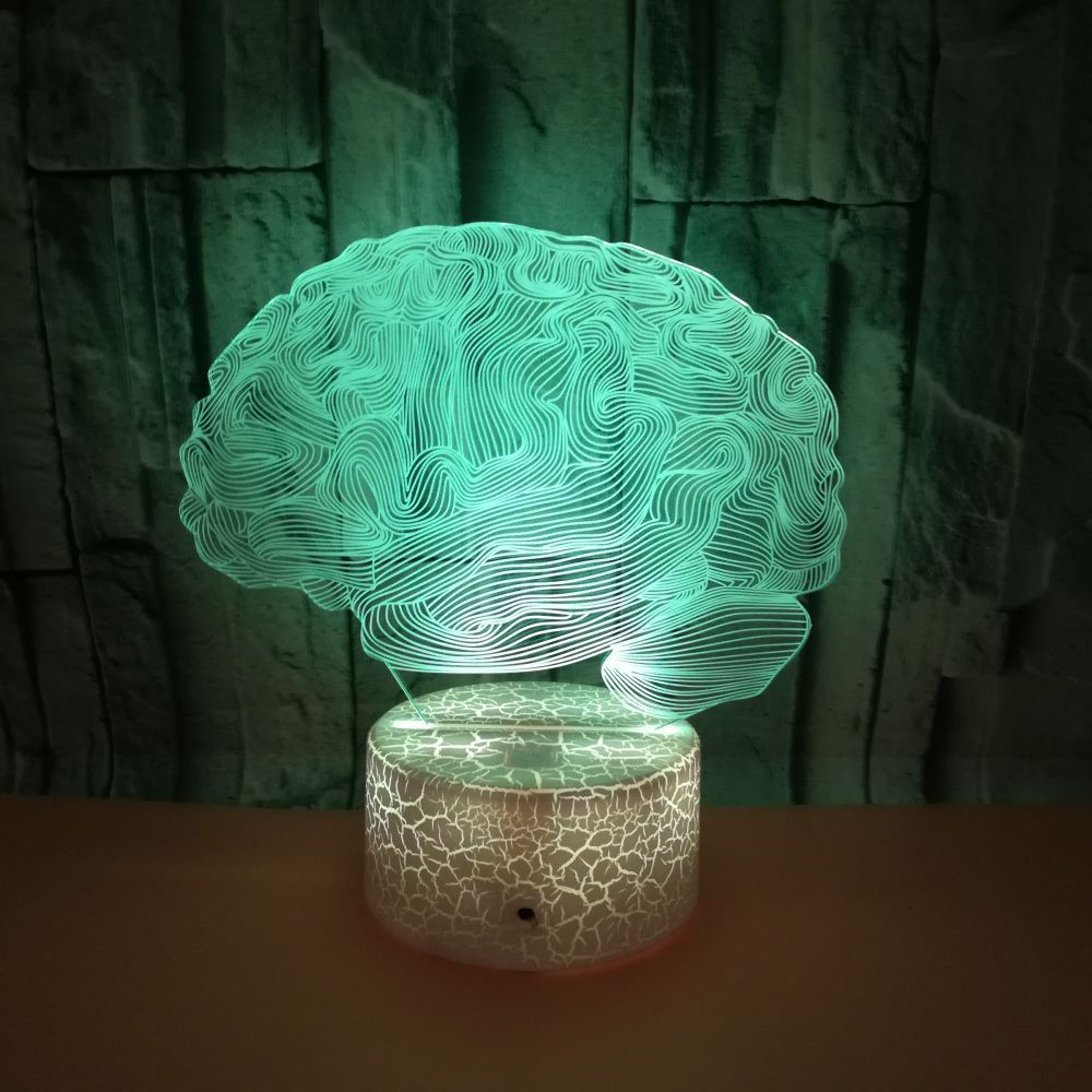 Brain shape colorful 3D visual night lights LED colorful lights 3D touch lights Creative color desktop night light