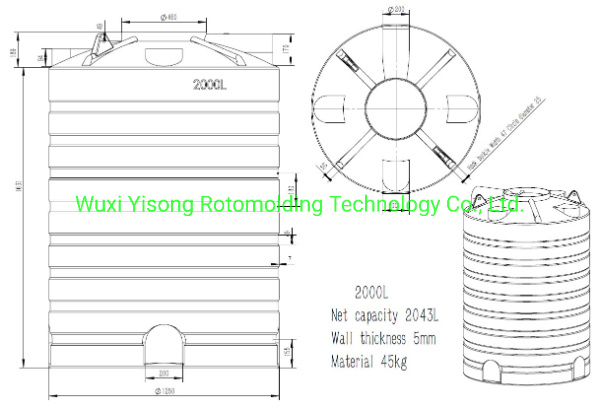 Customize 2000L Sheet Metal Mould for Vertical Water Tank Polishing