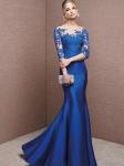 Elegant Blue Ladies One Word Neck Party Dresses for Birthday / Wedding Party LXYWQ-2239