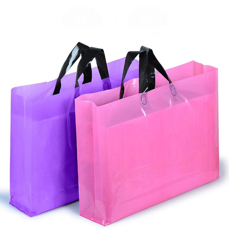 Large Merchandise Pink and Purple Thick Plastic PVC Gift Bags Retail Clothing Shopping Bags