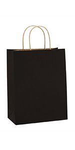 BagDream 8X4.25X10.5" Black Gift Bags 25PCS