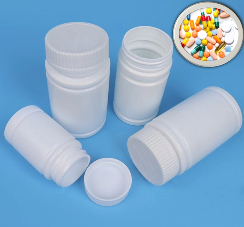 Empty Round White HDPE Capsules Tablets Bottle Plastic Supplements Medicine Pills Bottles Plastic Bottles