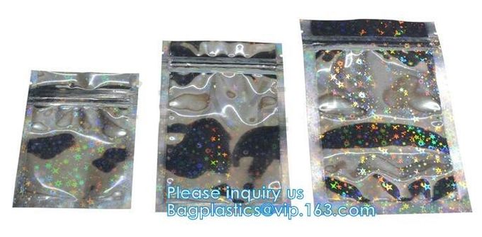 Bagease Star pack Rainbow Shiny Transparent Foil Resealable Stand Up Pouch For Earrings Packaging Cosmetic Tools Packing